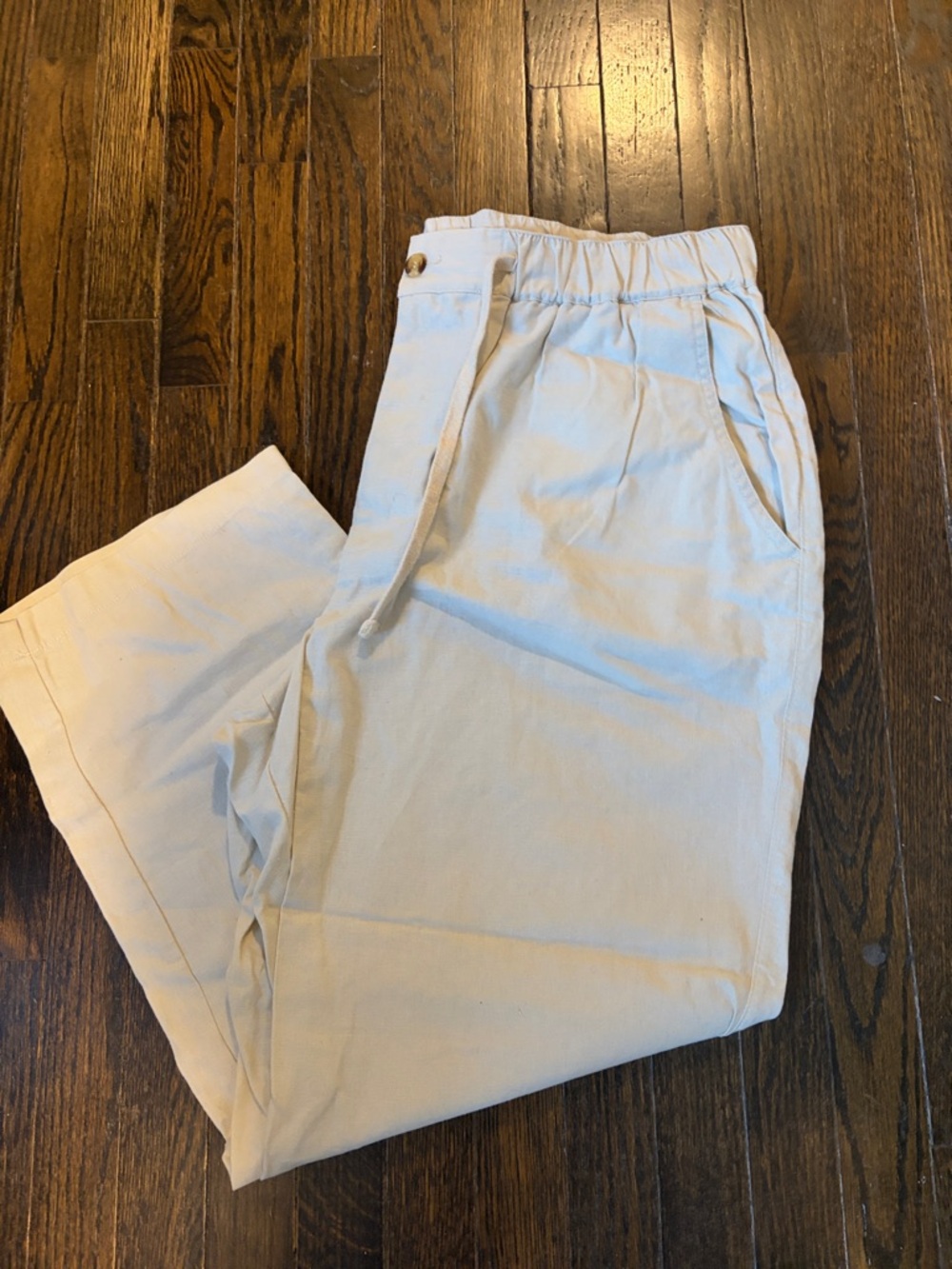 Island Passport XXL Men's Casual Drawstring Cotton Pants - Cream